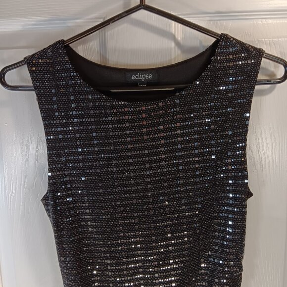 Eclipse NWOT Black Sequins Bodycon Cocktail Formal Mini Dress Women's Size XS - Picture 7 of 14